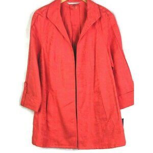 Peter Nygard Jacket Womens Medium Red Orange‎ Linen Blend Open Front New